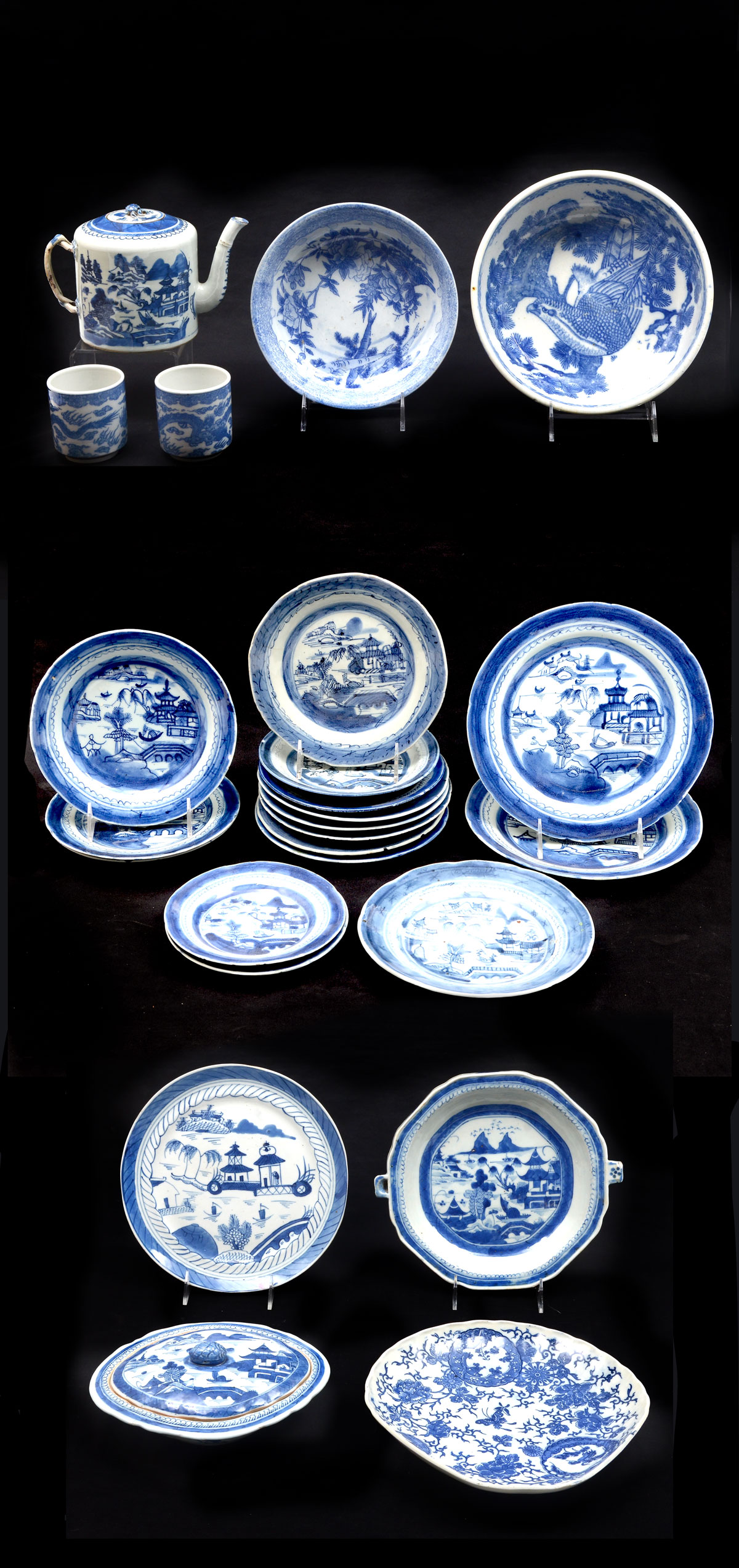 Appraisal: PIECE COLLECTION OF BLUE WHITE CANTON CHINA Approx pieces total