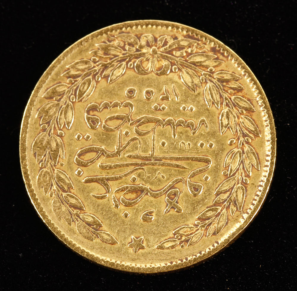 Appraisal: - Turkish Gold Coin Turkish gold coin marked for year