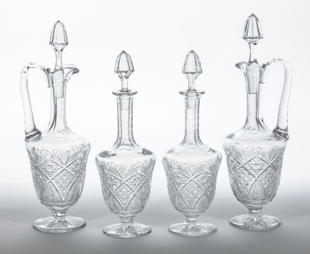 Appraisal: Two Pairs of Saint Louis Crystal Decanters etched marks star