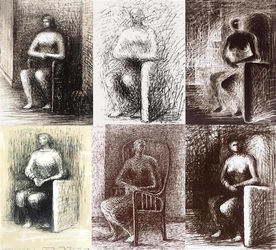 Appraisal: Henry Moore English - complete Seated Figures portfolio of six