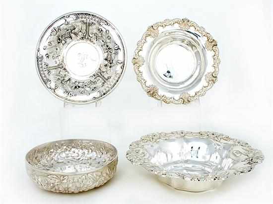 Appraisal: Whiting sterling centerbowls New York circa comprising floral decorated bowl