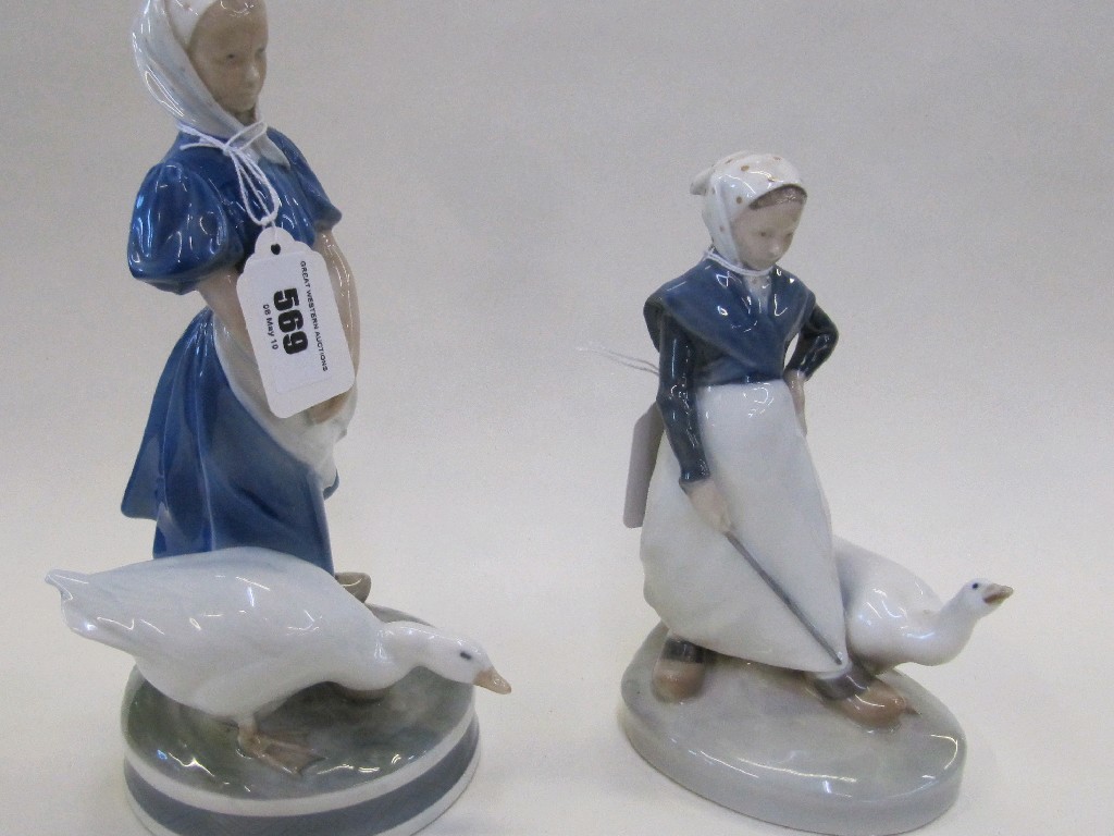 Appraisal: Two Royal Copenhagen figures - Large Goose Girl and Small