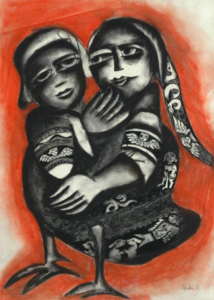 Appraisal: Mirka Madelaine Mora born Angels charcoal signed 'Mirka' lower right