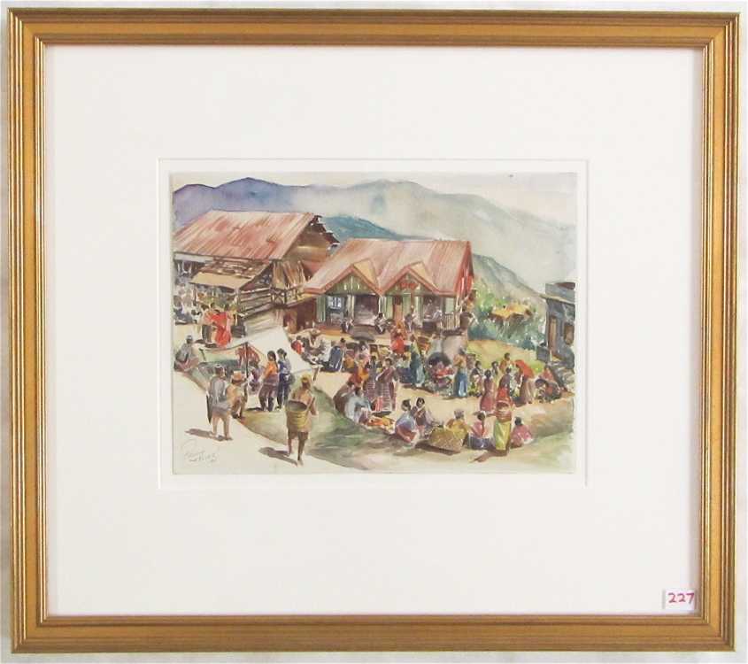 Appraisal: PAUL KELLER WATERCOLOR ON PAPER Oregon - South American village