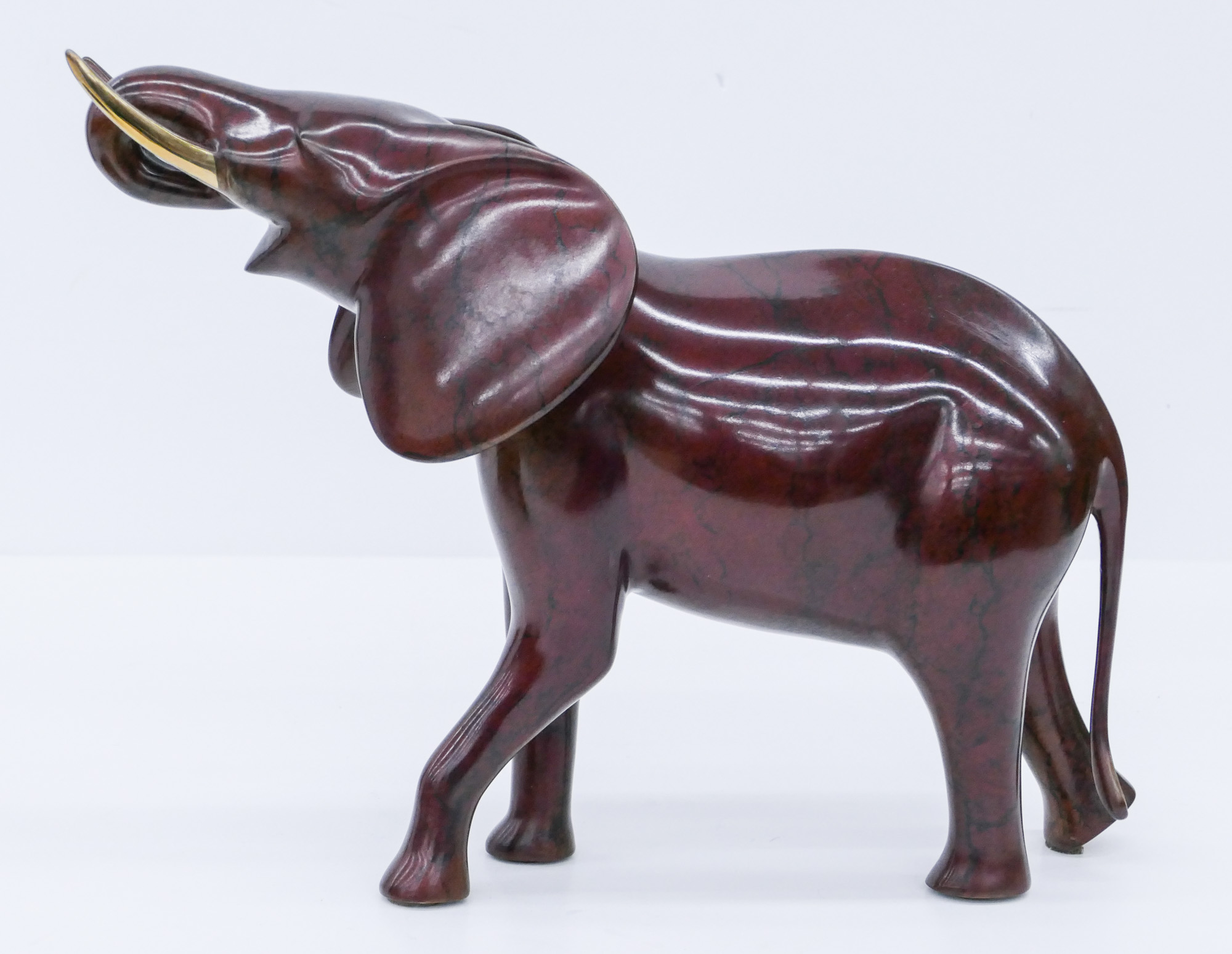 Appraisal: Loet Vanderveen - American ''Elephant'' Large Drinking Marbled Red Patinated