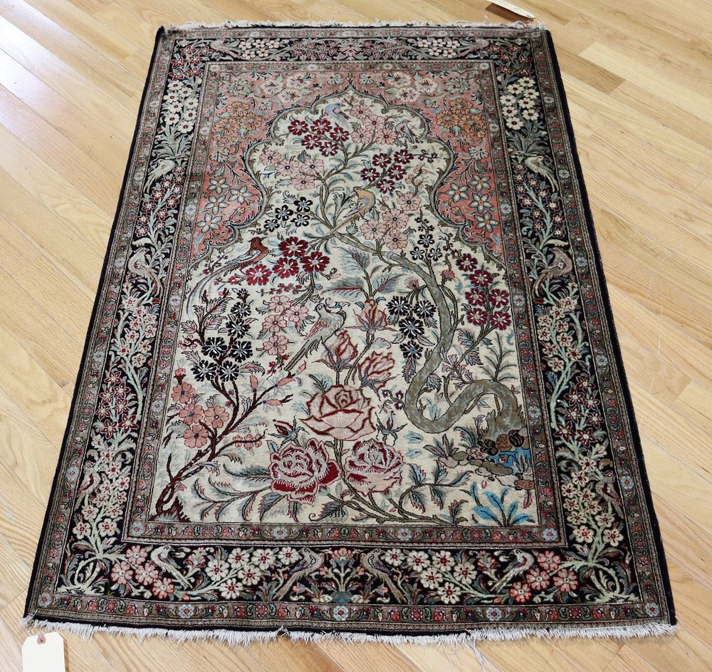 Appraisal: Vintage And Finely Hand Woven Silk Area Carpet Nice design