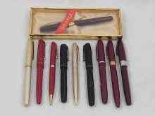 Appraisal: A mixed lot comprising nine fountain pens and one propelling