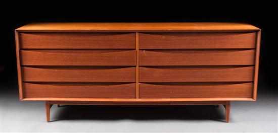 Appraisal: Sibast mid-century modern manner teakwood double dresser in H in