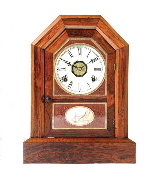 Appraisal: JEROME SHELF CLOCK Eight day time and strike with brass