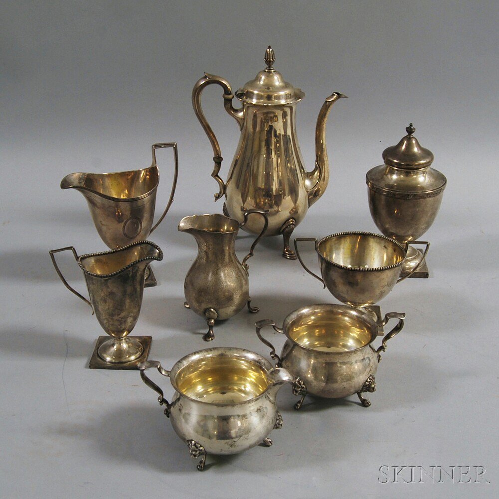 Appraisal: Eight Pieces of Sterling Silver Teaware a Watrous teapot a