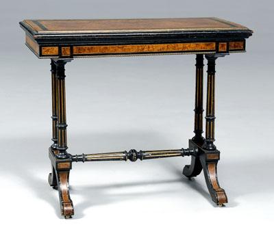 Appraisal: Victorian burlwood games table parcel ebonized with highly figured burlwood