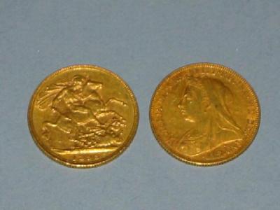 Appraisal: TWO VICTORIAN GOLD SOVEREIGNS dated