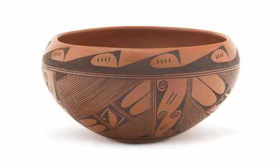 Appraisal: A Hopi Redware Open Bowl with black sash design signed