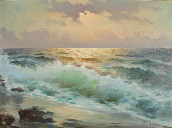 Appraisal: C Rinaldo th century Coastal Waves signed 'C Rinaldo' lower