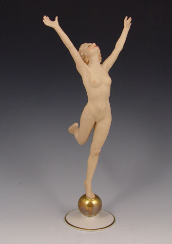 Appraisal: ART DECO HUTSCHENREUTHER NUDE FIGURE ''Sunchild'' designed by Karl Tutter