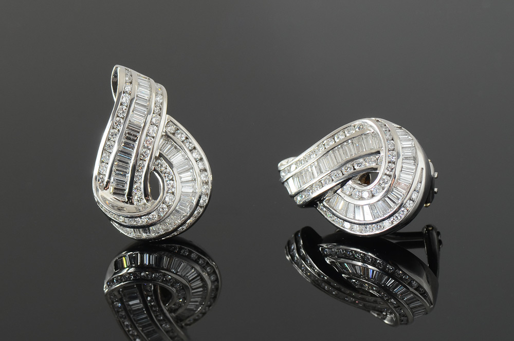 Appraisal: CHARLES KRYPELL PLATINUM CTW DIAMOND EARRINGS A stunning display of