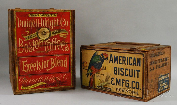 Appraisal: Dwinell-Wright Coffee Roasters Boston Chromolithograph Labeled Wooden Retailer's Box and