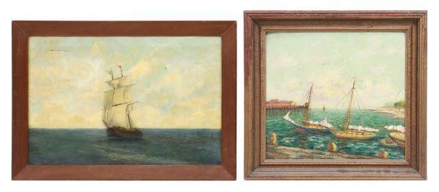 Appraisal: lot of Framed oil paintings both featuring sailboats including oil