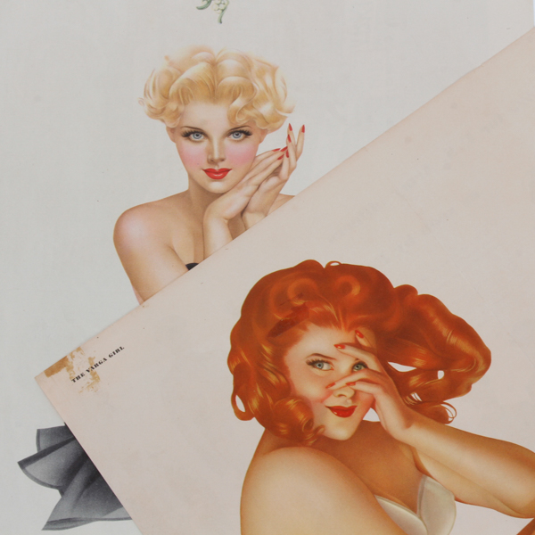 Appraisal: Pair of vintage Alberto Vargas s Esquire centerfold pin-ups with