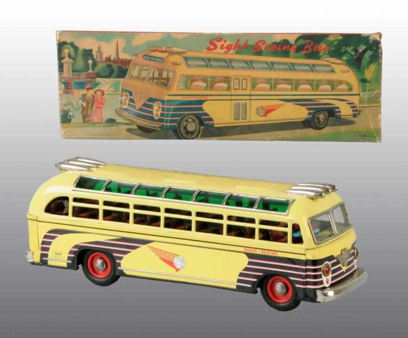 Appraisal: Tin Sight-Seeing Bus Friction Toy Description Japanese Working Made by