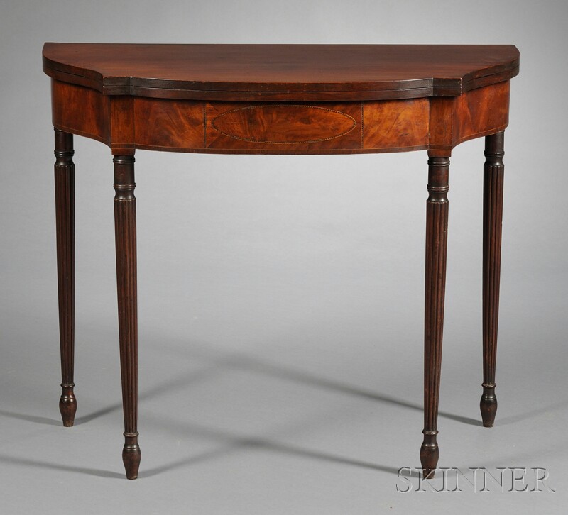 Appraisal: Federal Mahogany Carved and Inlaid Card Table Salem Massachusetts c