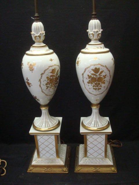 Appraisal: Pair of Porcelain Urn Form Lamps