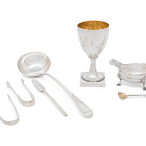 Appraisal: A Group of Seven English Silver Hollowware and Flatware Articles