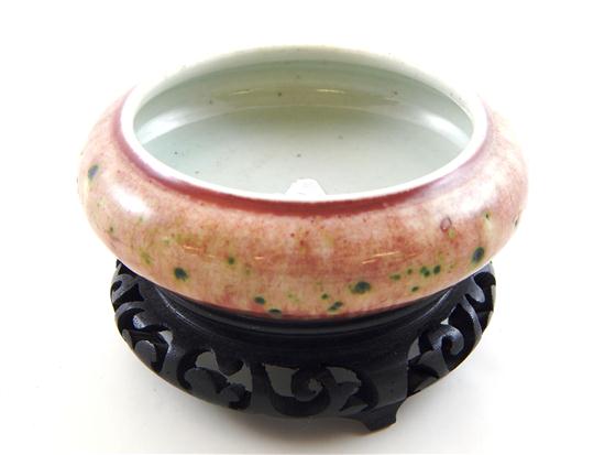 Appraisal: ASIAN late th C Chinese brush washer bowl green-speckled peach