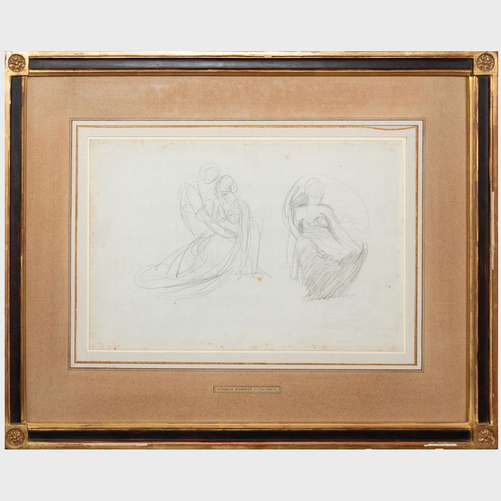 Appraisal: George Romney - Figures Swooning Two-sided pencil on paper unsigned