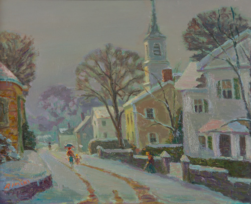 Appraisal: Joe Rimini American th c Provincetown Street in Winter Oil