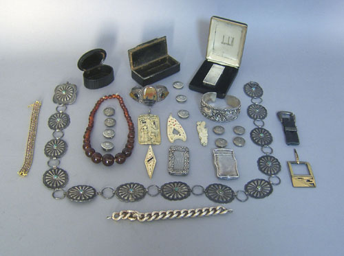 Appraisal: Group of silver jewelry and dresser articles to include a