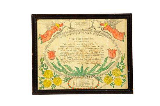 Appraisal: PRINTED FRAKTUR Printed in Wooster Ohio for an birth in