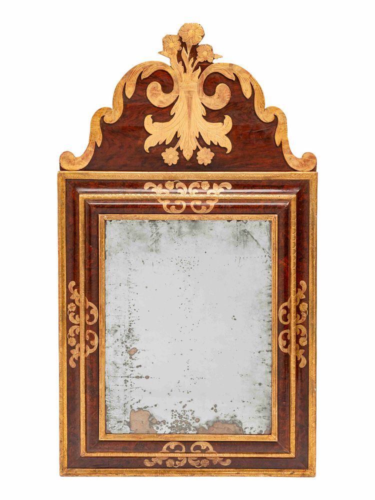 Appraisal: A Continental Parcel Gilt Burl Walnut Mirror A Continental Parcel