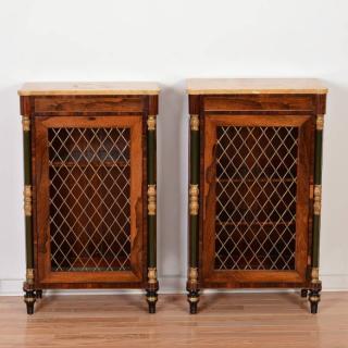 Appraisal: Pair William IV rosewood marble top side cabinets th c