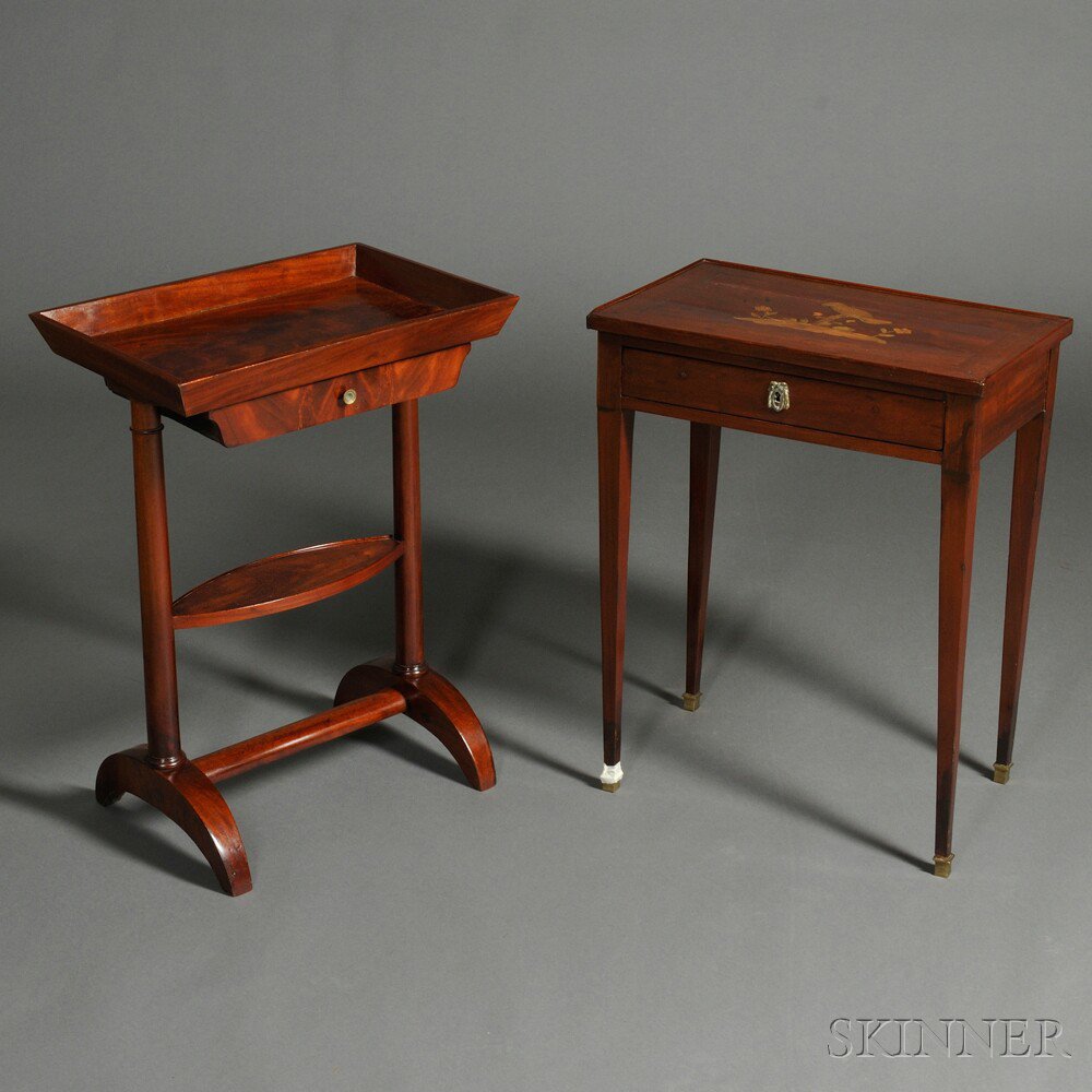 Appraisal: Two Mahogany Side Tables th century one Continental neoclassical the