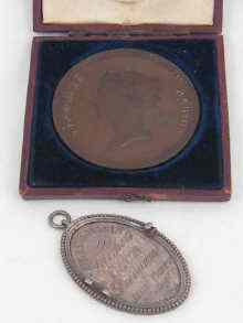 Appraisal: A white metal tests silver medal inscribed '' Clackmannan Farmers