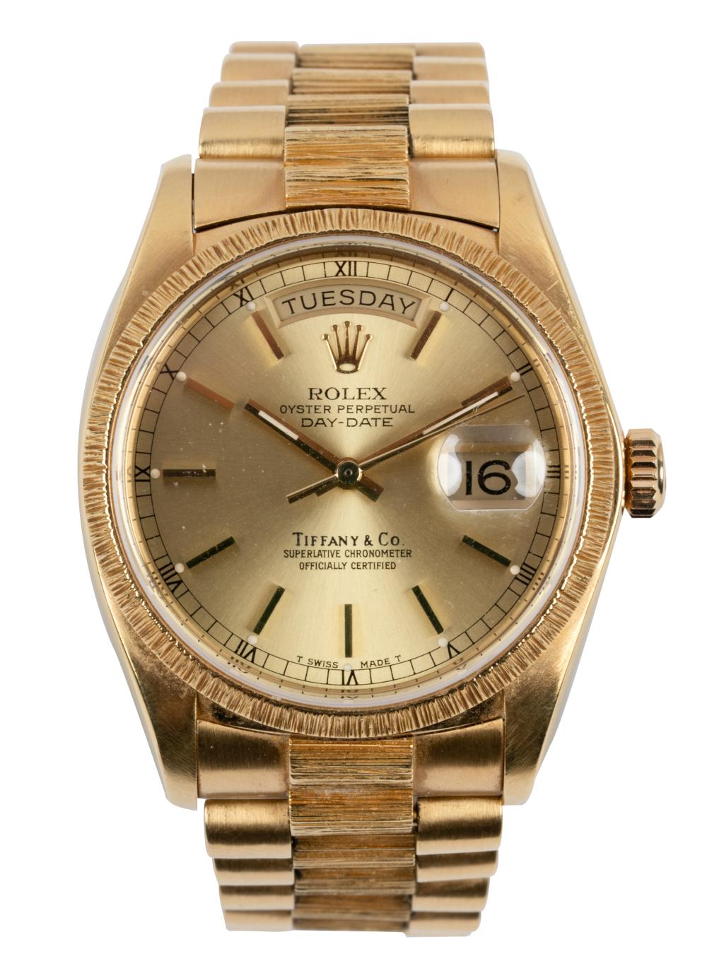 Appraisal: ROLEX FOR TIFFANY CO KARAT YELLOW GOLD OYSTER PERPETUAL DAY