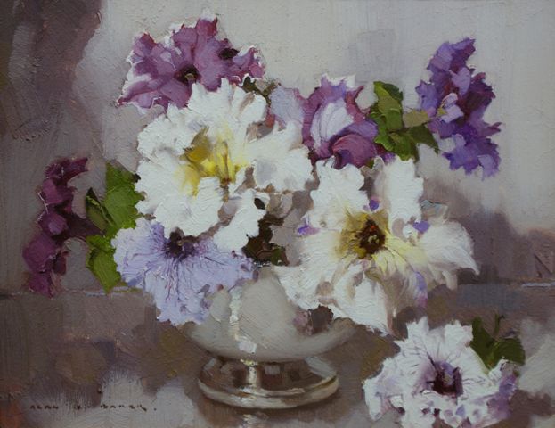 Appraisal: Alan Baker - Fringed Petunias oil on board signed 'ALAN