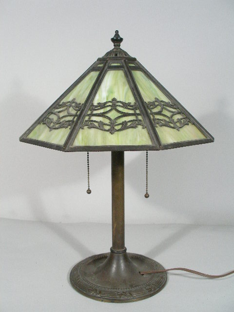 Appraisal: Bradley Hubbard Table Lamp cast brass over iron circular base