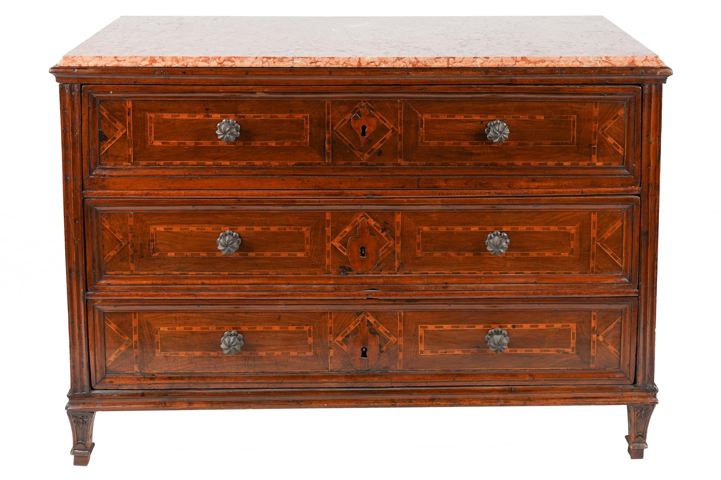 Appraisal: CONTINENTAL NEOCLASICAL INLAID WALNUT CHEST th century and later the