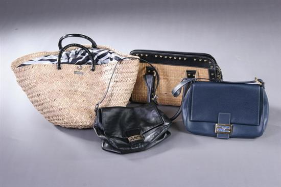 Appraisal: THREE FENDI HANBAGS First navy leather second black leather third