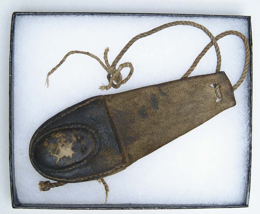 Appraisal: US ARTILLERY GUNNER'S THUMB STALL Non-excavated Made of leather and