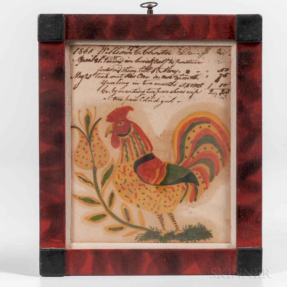 Appraisal: American School Mid- th Century Portrait of a Rooster American