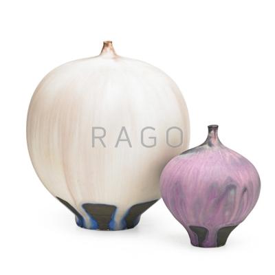 Appraisal: ROSE AND ERNI CABAT Two Feelies lavender and pink glaze