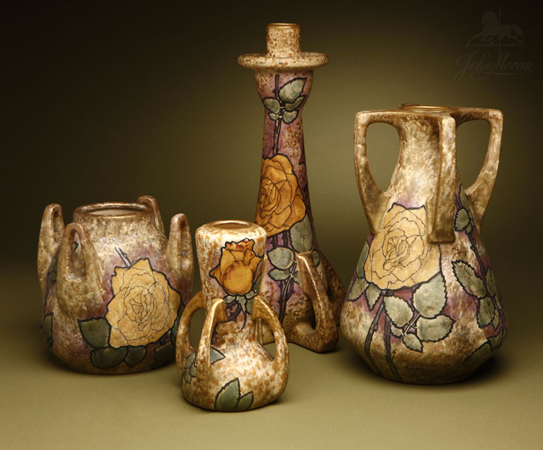 Appraisal: Group of Amphora art pottery pieces flowers Group of Amphora