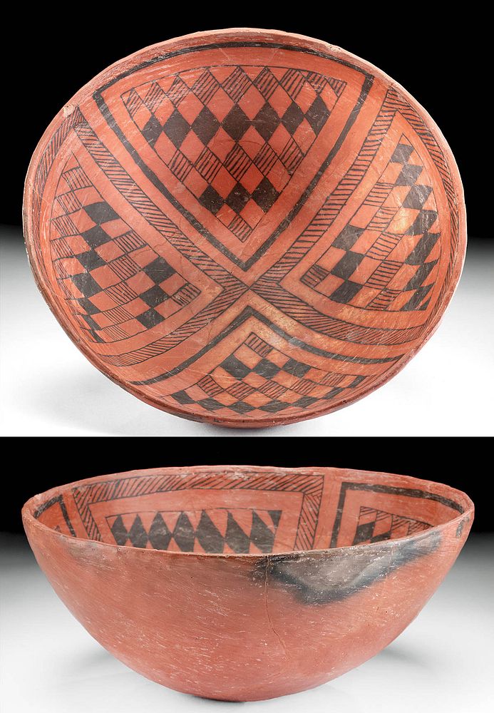 Appraisal: Published Puebloan Pinedale Pottery Checkerboard Bowl Native American Southwestern United