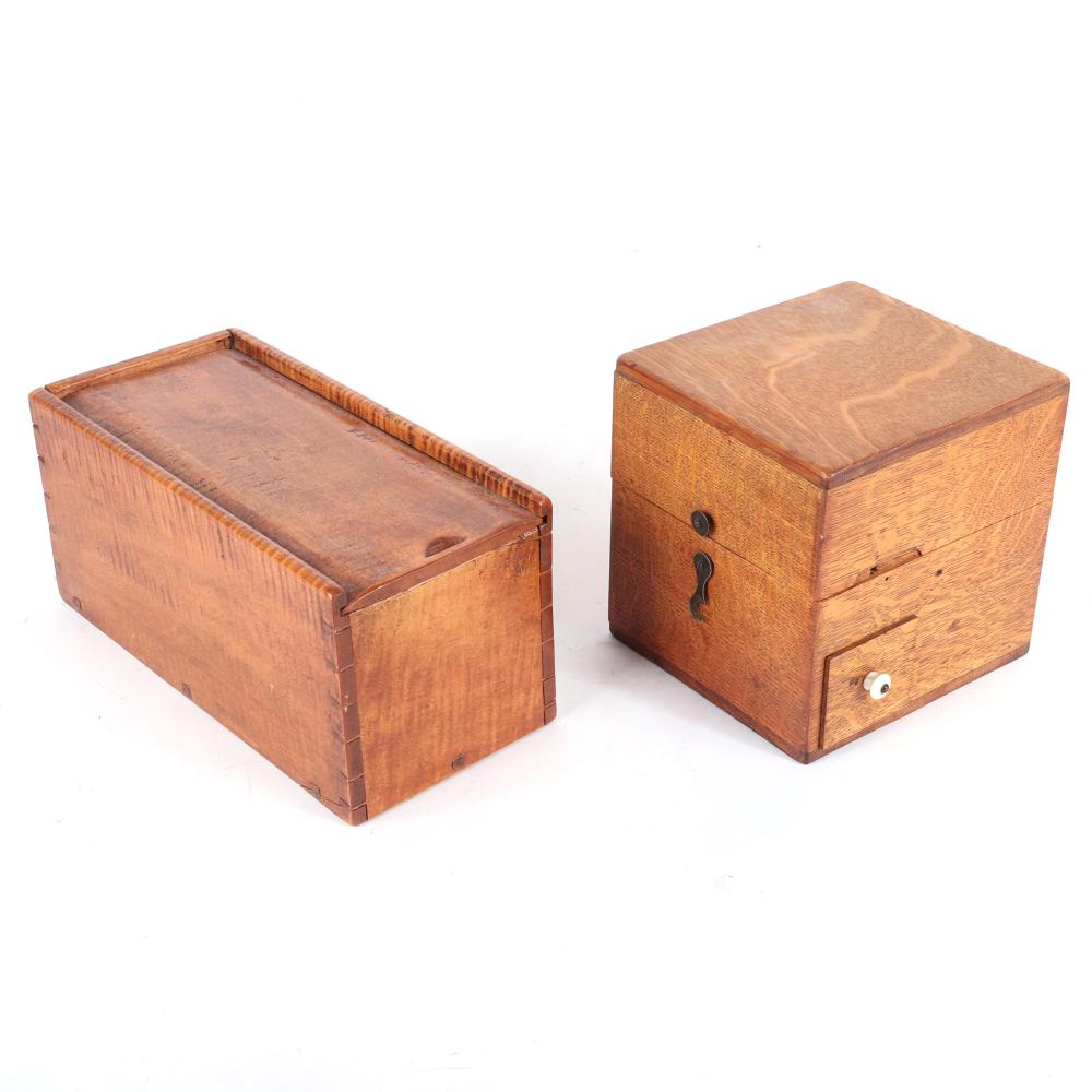 Appraisal: TWO VINTAGE WOOD BOXES EDISON FARADIC BATTERIES OAK BOX WITH