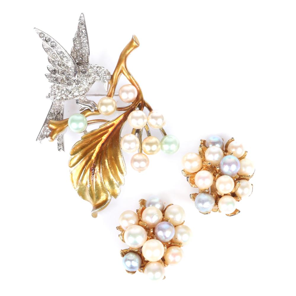 Appraisal: PENNINO BIRD ON A BERRY BRANCH PIN BROOCH WITH PAVE