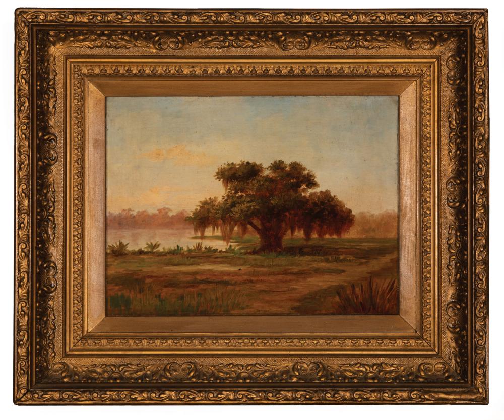 Appraisal: Louisiana School th c Landscape with Oak Tree oil on