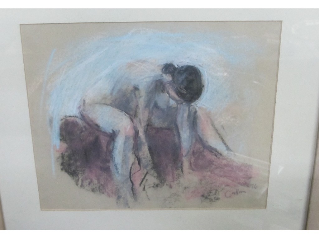 Appraisal: DAMIAN CALLAN Pastel 'woman bending forward' signed and dated '